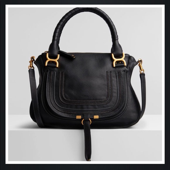 Chloe Handbags - New Chloé Black Pebbled Leather Medium Marcie Bag